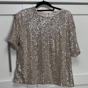 Cream Sequin Top